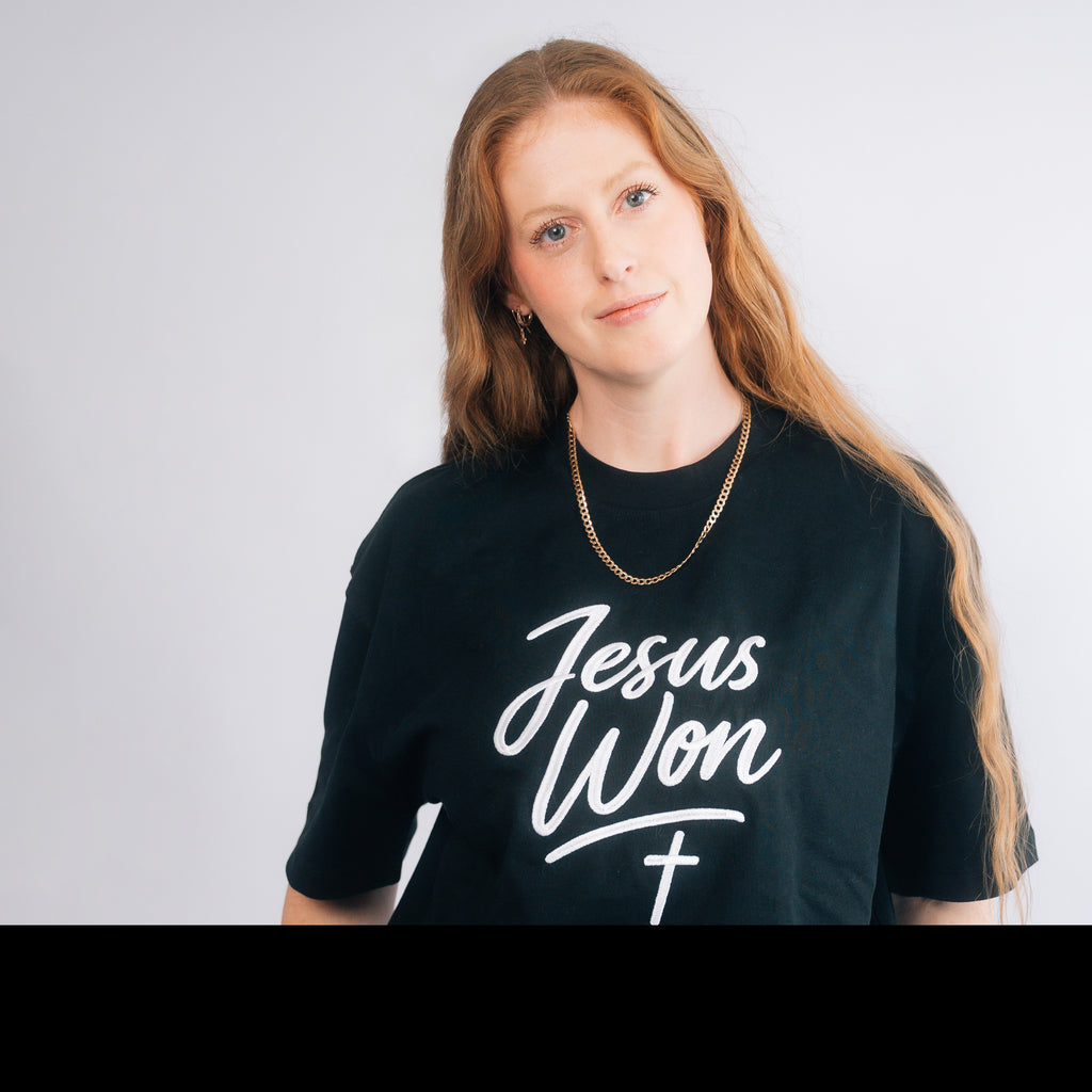 Black & White Jesus Won Heavyweight T-Shirt