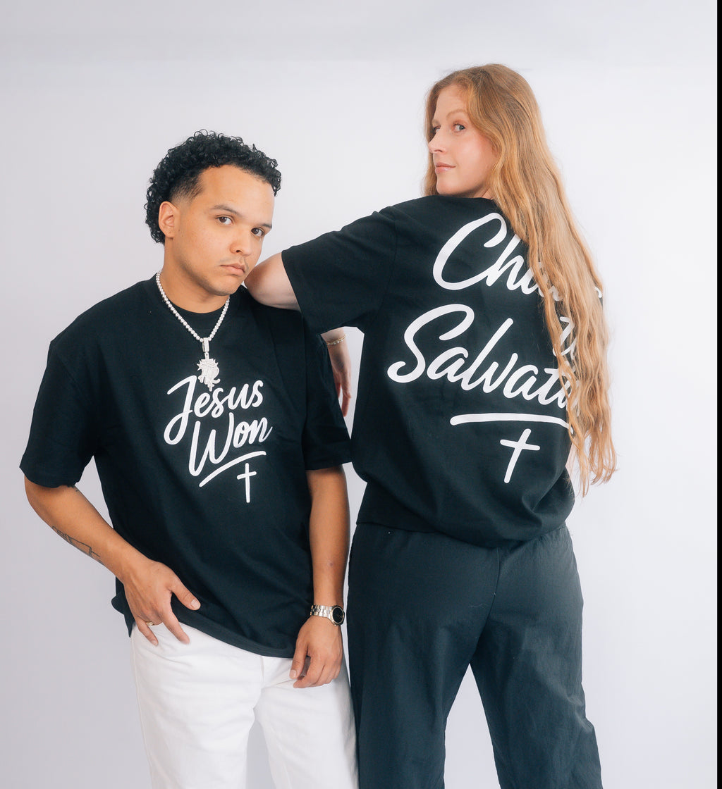 Black & White Jesus Won Heavyweight T-Shirt