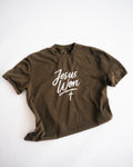Brown & White Jesus Won Heavyweight T-Shirt