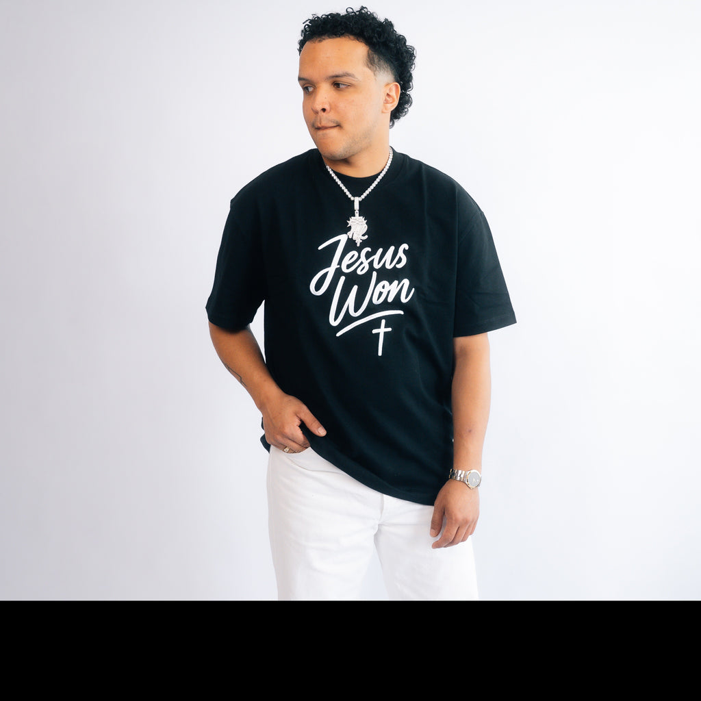Black & White Jesus Won Heavyweight T-Shirt