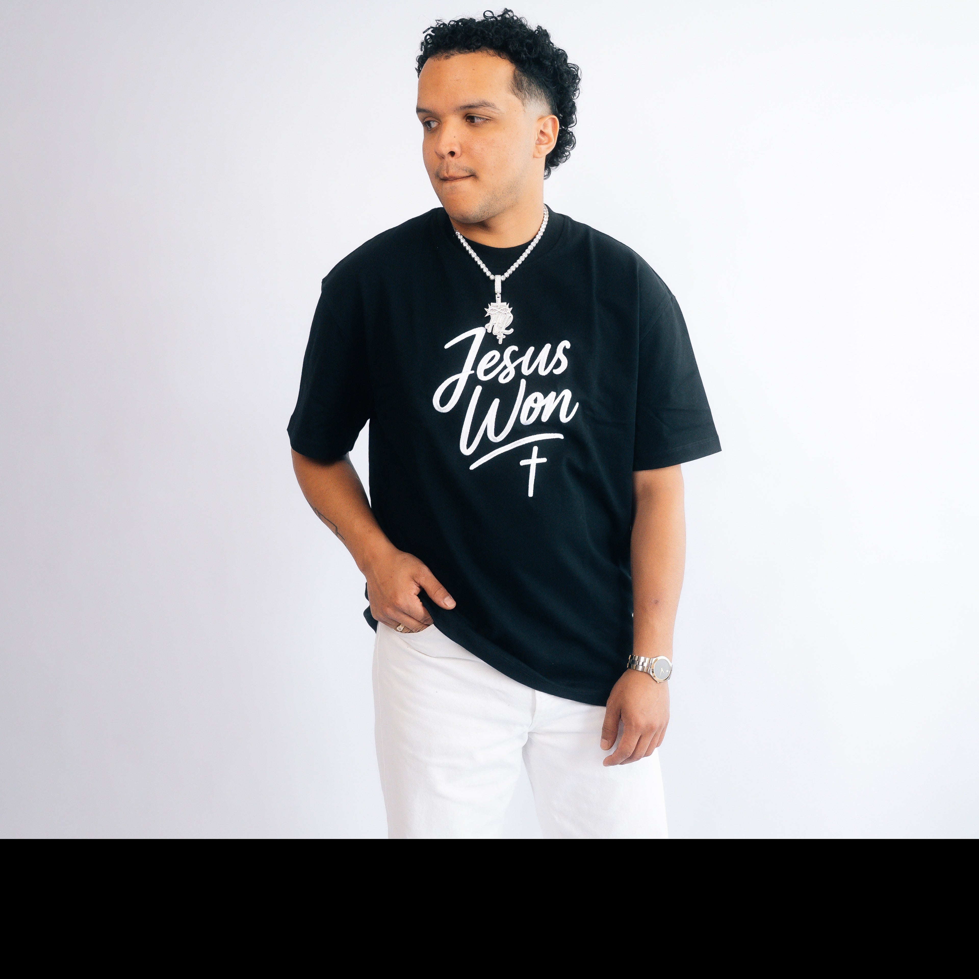 Black & White Jesus Won Heavyweight T-Shirt