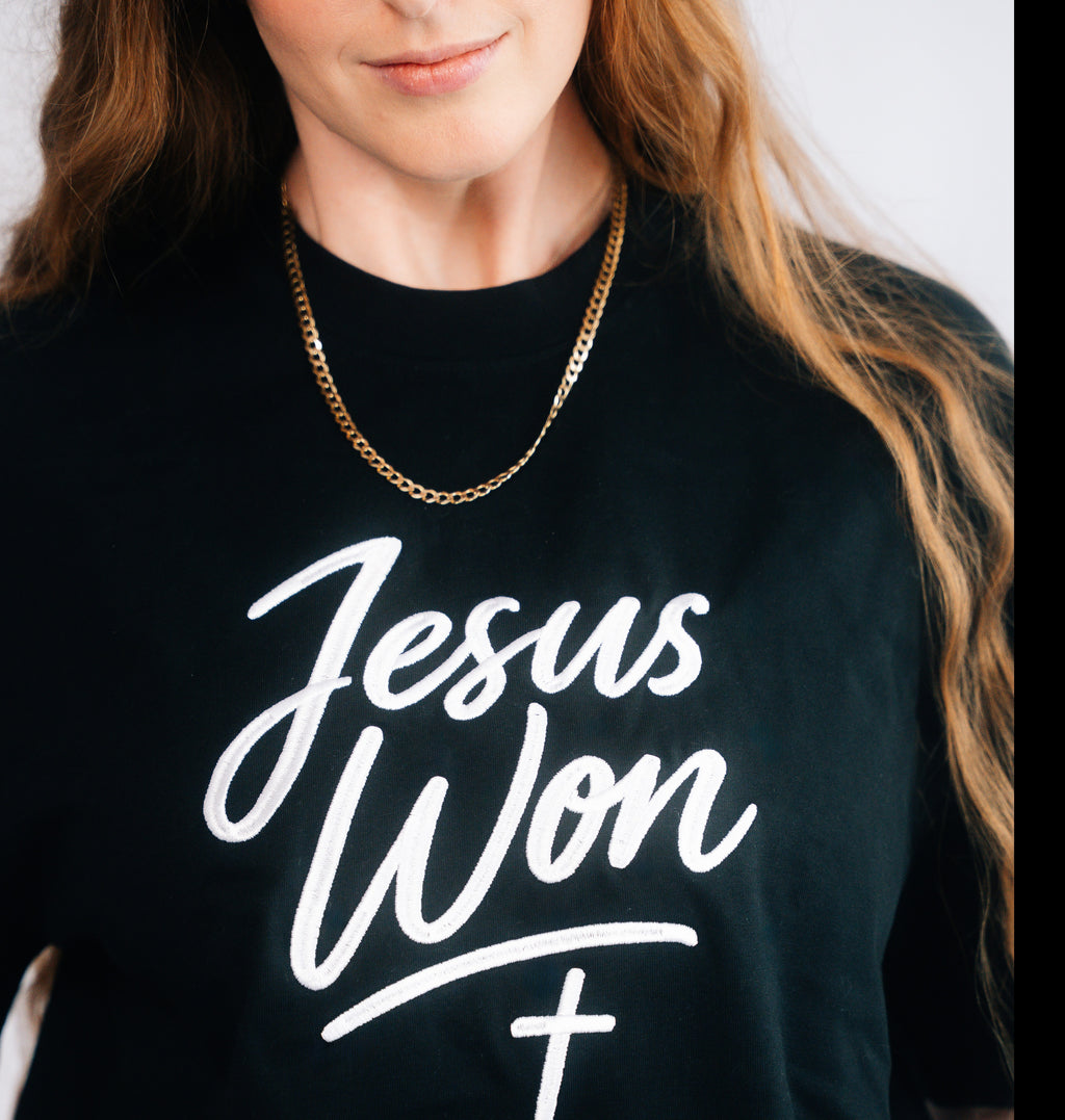 Black & White Jesus Won Heavyweight T-Shirt